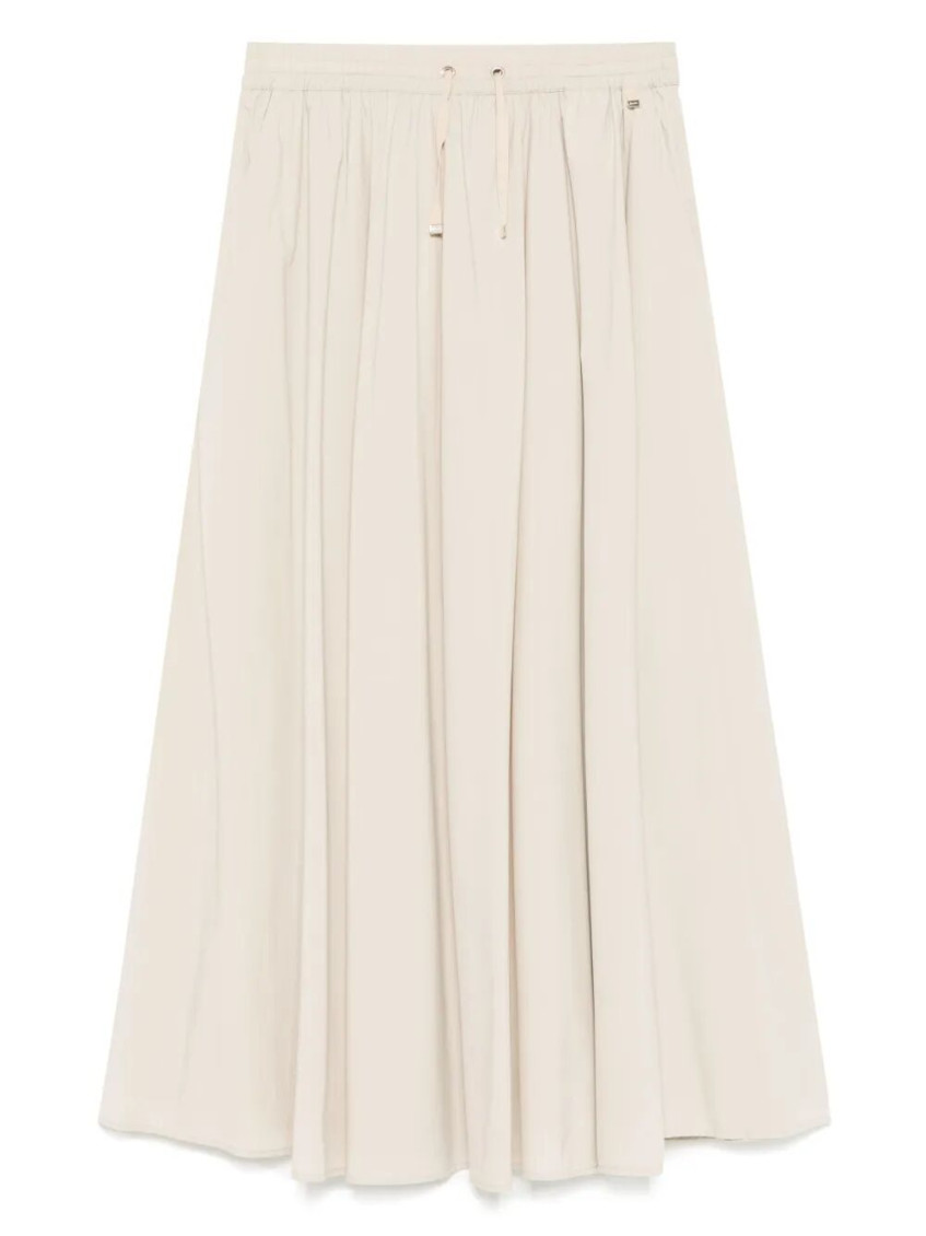 Herno Pleated Stretch Nylon Midi Skirt In Beige