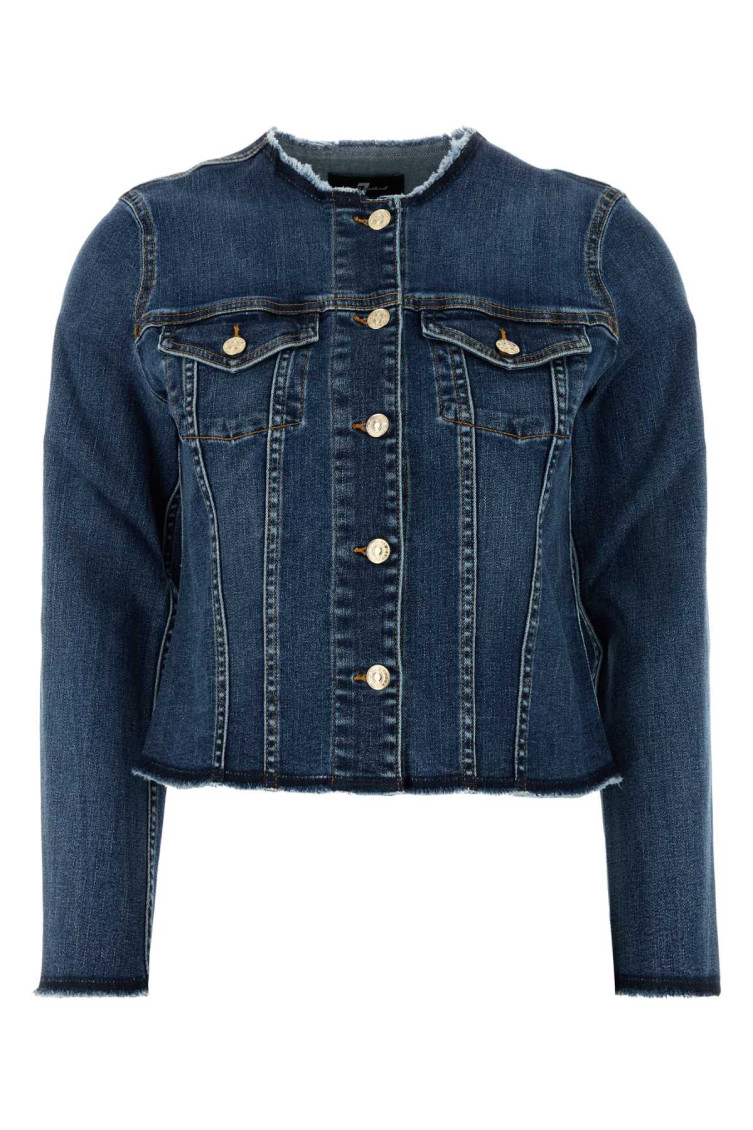 Shop 7 For All Mankind Stretch Denim Vicky Jacket In Blue