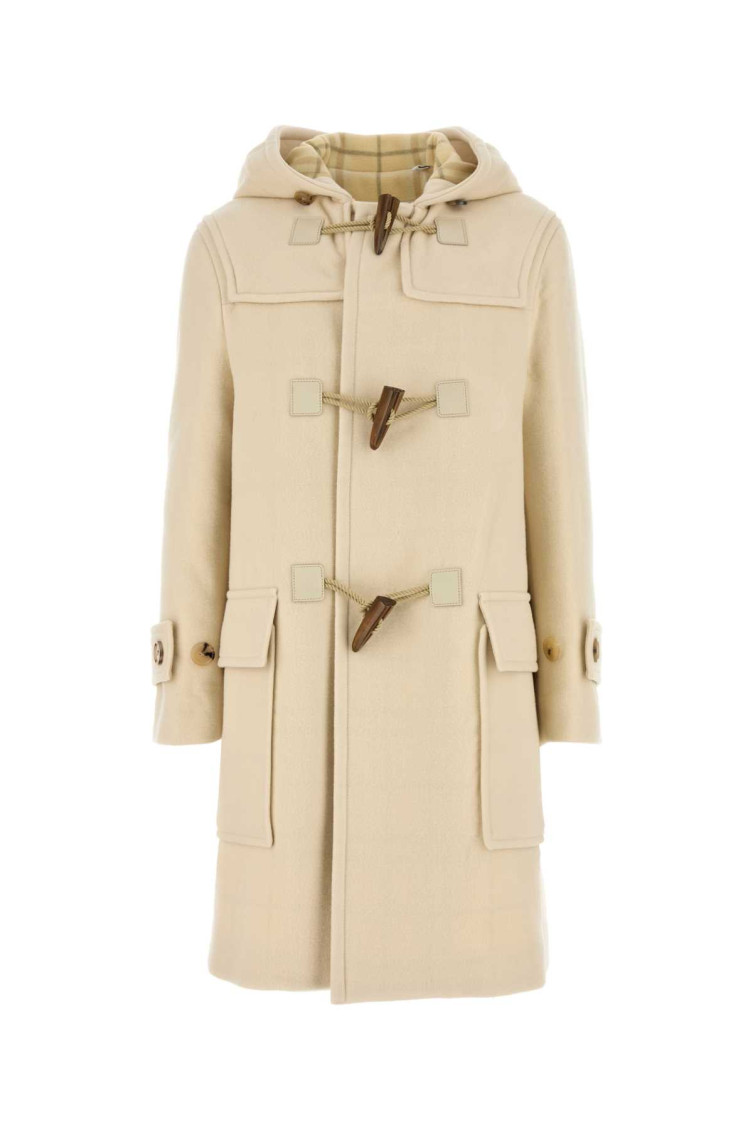 Shop Burberry Beige Wool Blend Montgomery