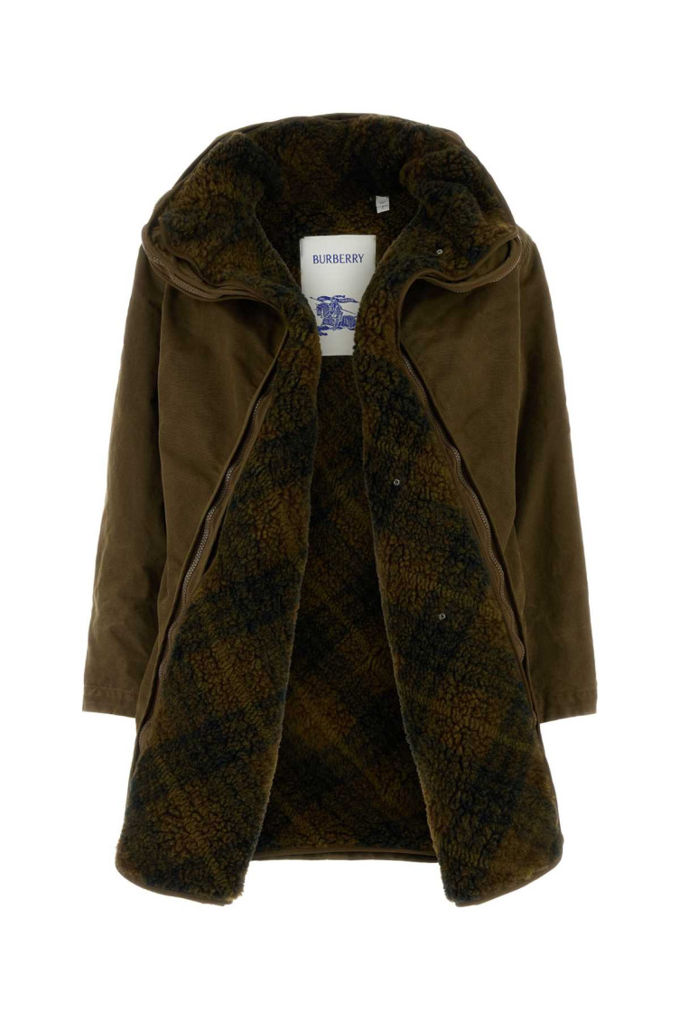 BURBERRY BROWN DETACHABLE-WARMER COTTON PARKA 