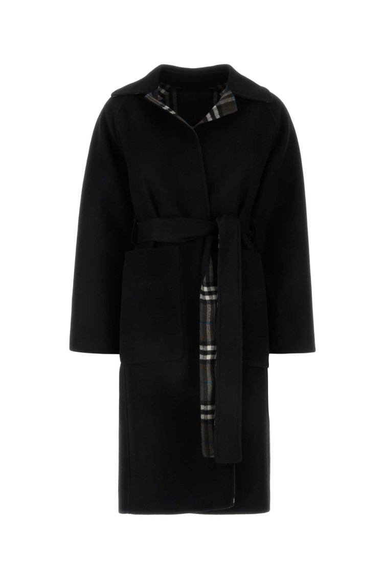 Burberry Mid-length Reversible Wool Car Coat In Black