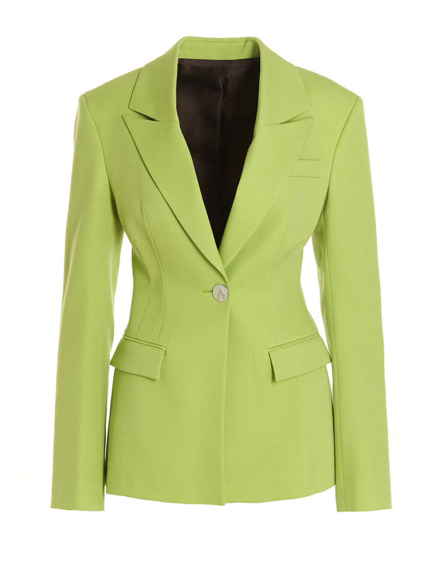 Attico Green Single-breasted Blazer In Green