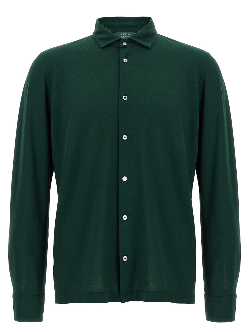 Zanone 'ice Cotton' Shirt In Dark Green