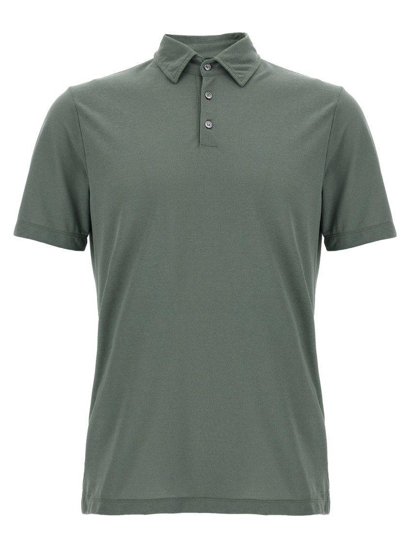 Zanone Dark Grey Cotton Polo Shirt In Green