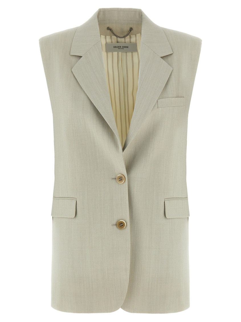 Golden Goose Button-down Gilet In Beige