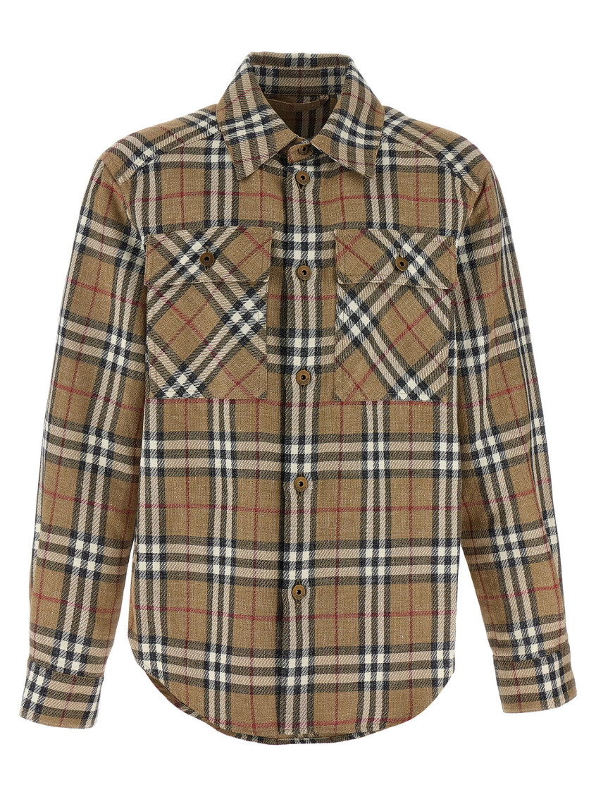 Shop Burberry Beige Check Double Face Shirt