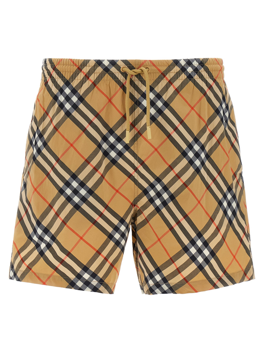 Shop Burberry Beige Check Swimwear