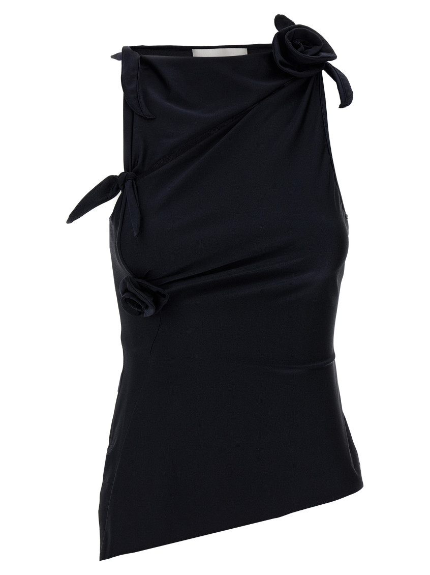 Shop Coperni Black Asymmetric Flower Top