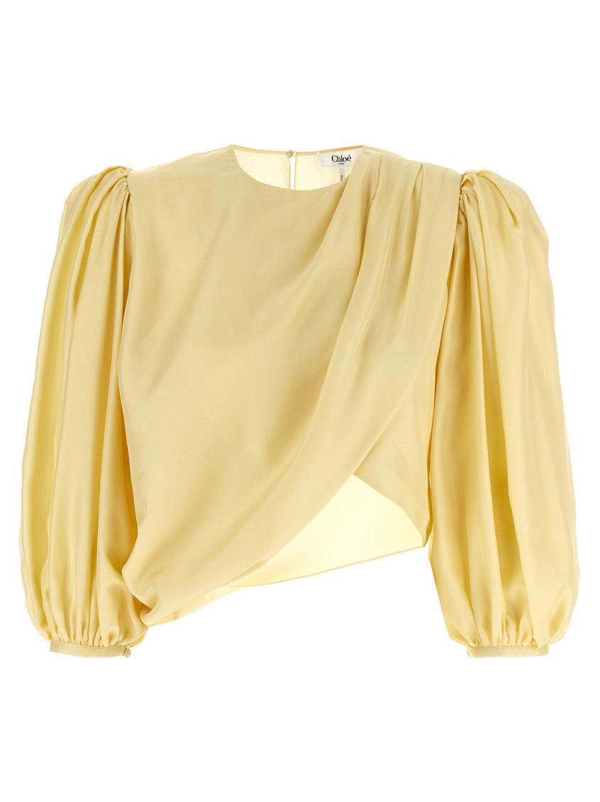 Shop Chloé Yellow Draped Top