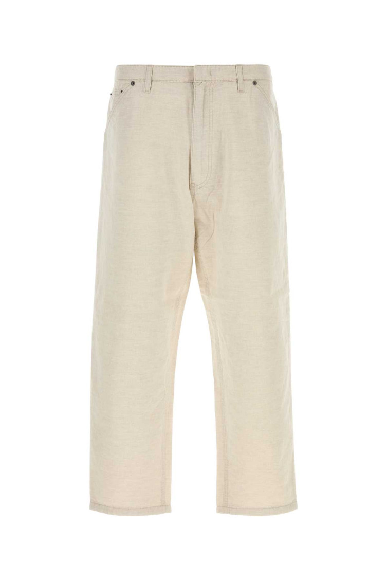 Prada Ivory Chambray Pant In Natural