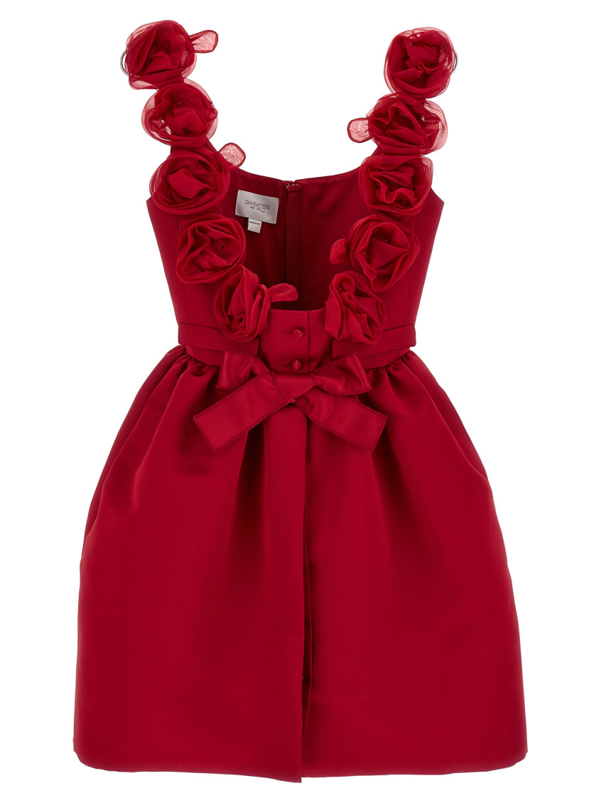 Giambattista Valli Satin Mini Dress With Structured Balloon Skirt In Red