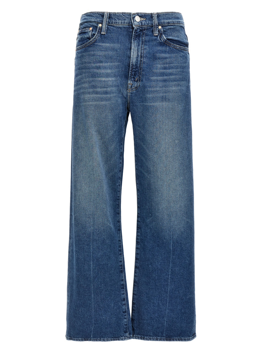 Mother High-waisted Cropped Jeans In Blue Denim In Blue