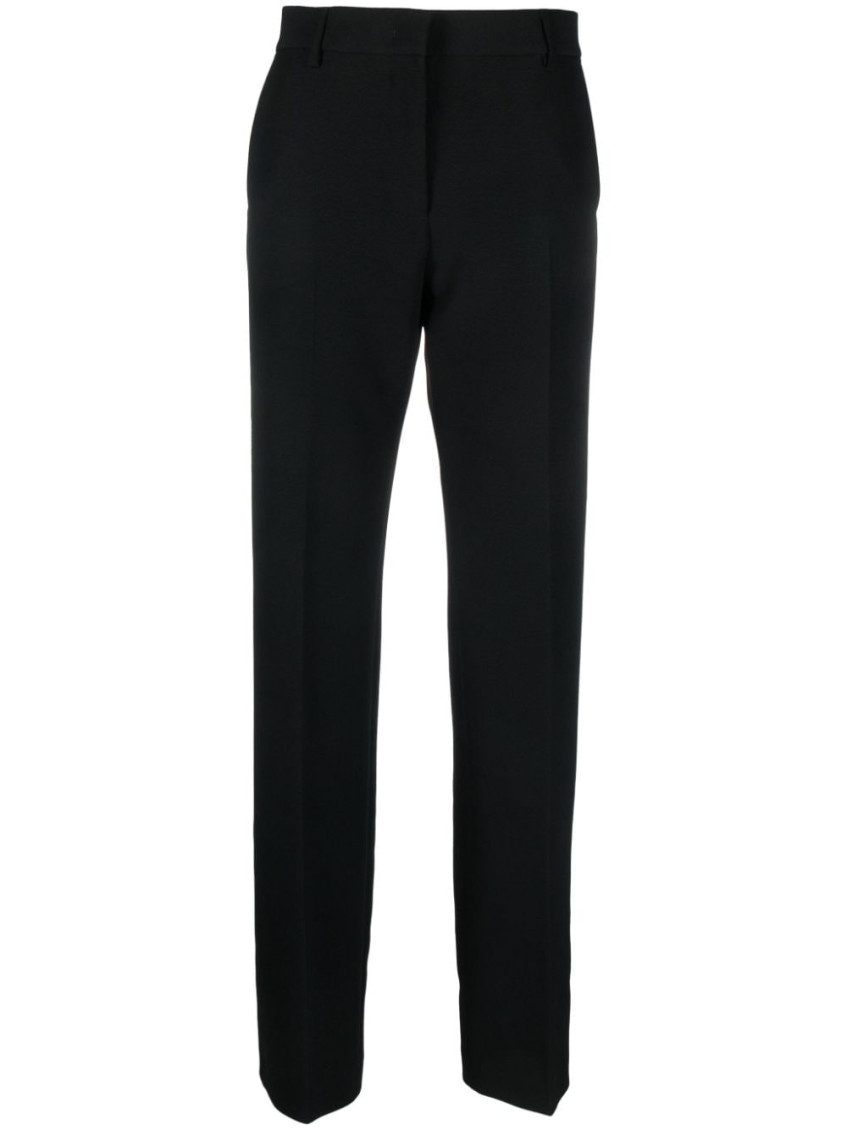 Msgm High-waisted Crepe Straight-leg Trousers With Belt Loops In Black