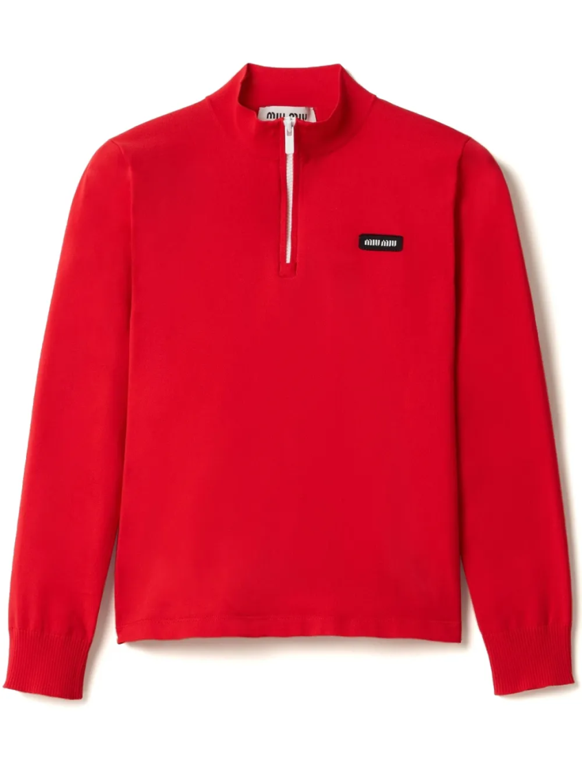 Miu Miu Technical Yarn Sweater In Red