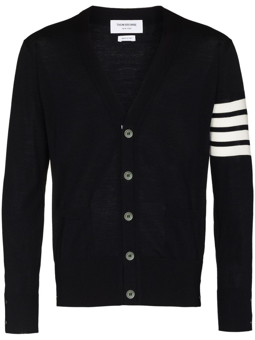 Thom Browne 4-bar Cotton Cardigan For In Blue
