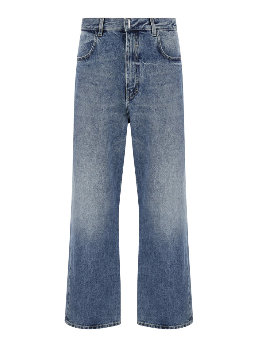 Givenchy Logo Plaque Straight-leg Jeans In Blue