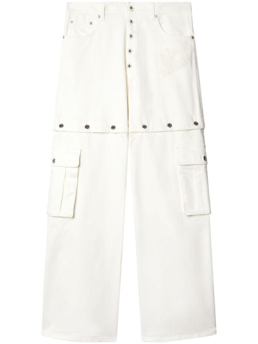 Off-white Convertible Logo-embroidered Cargo Jeans In White