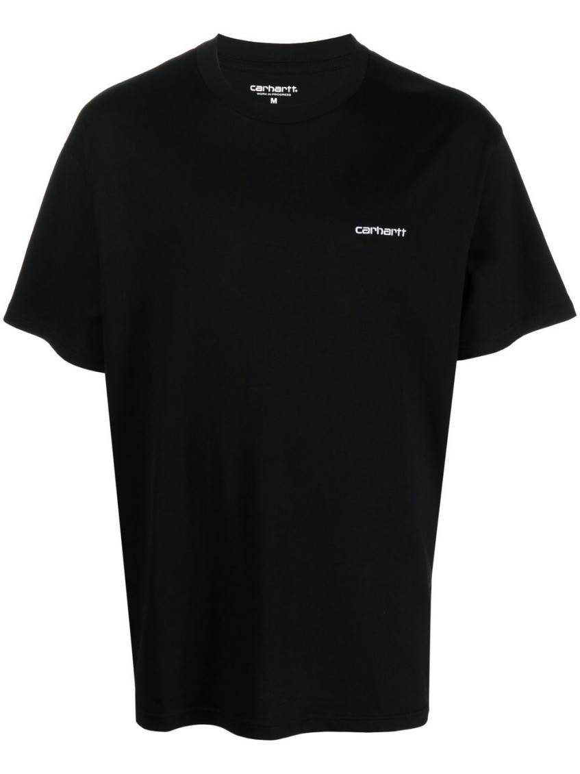 Carhartt Script Logo-embroidered T-shirt In Black