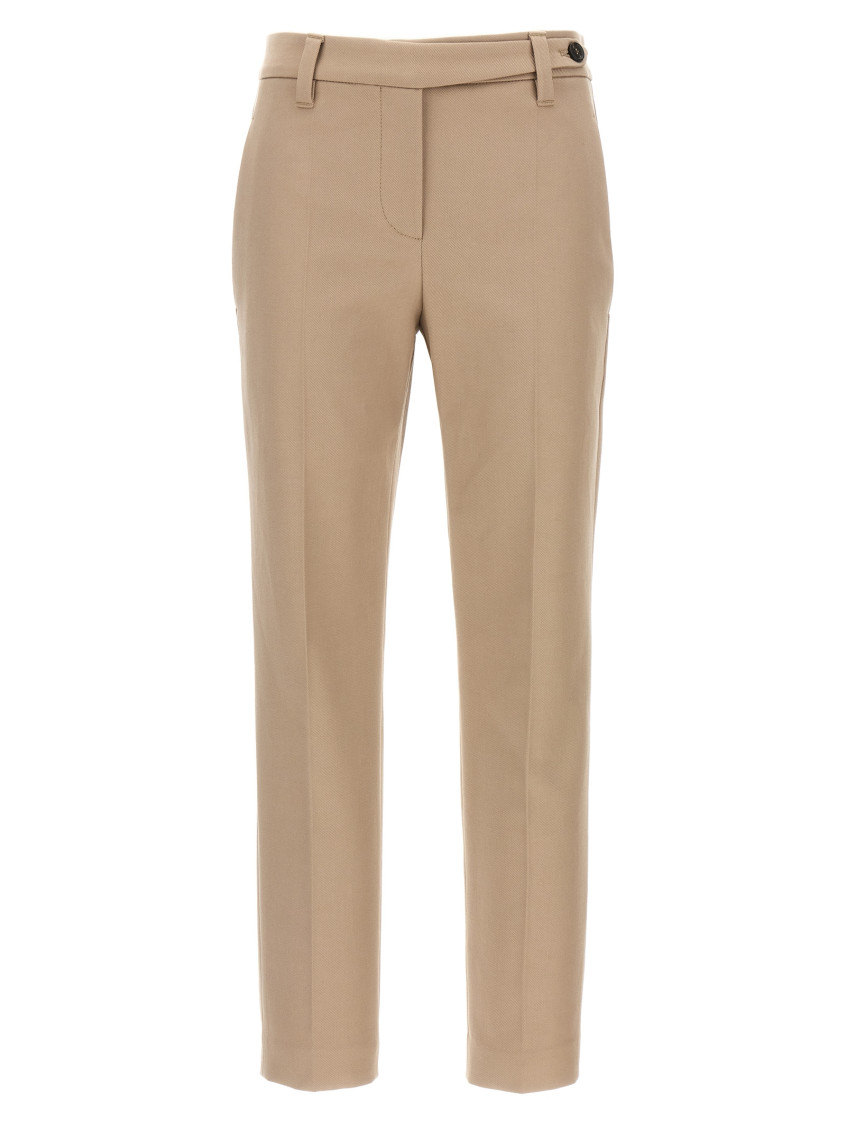 Brunello Cucinelli Cotton Trousers With Pockets And Belt Loops