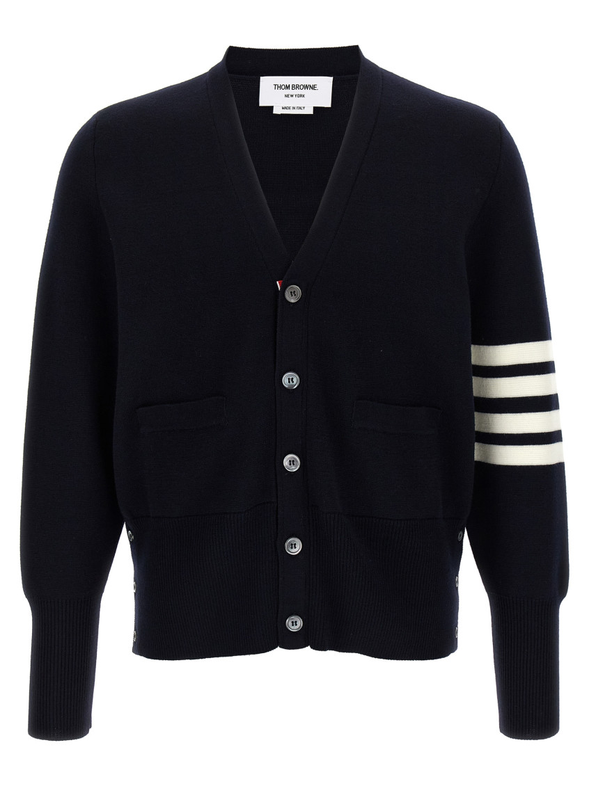 Thom Browne Wool Cardigan With Striped Sleeve Detail
