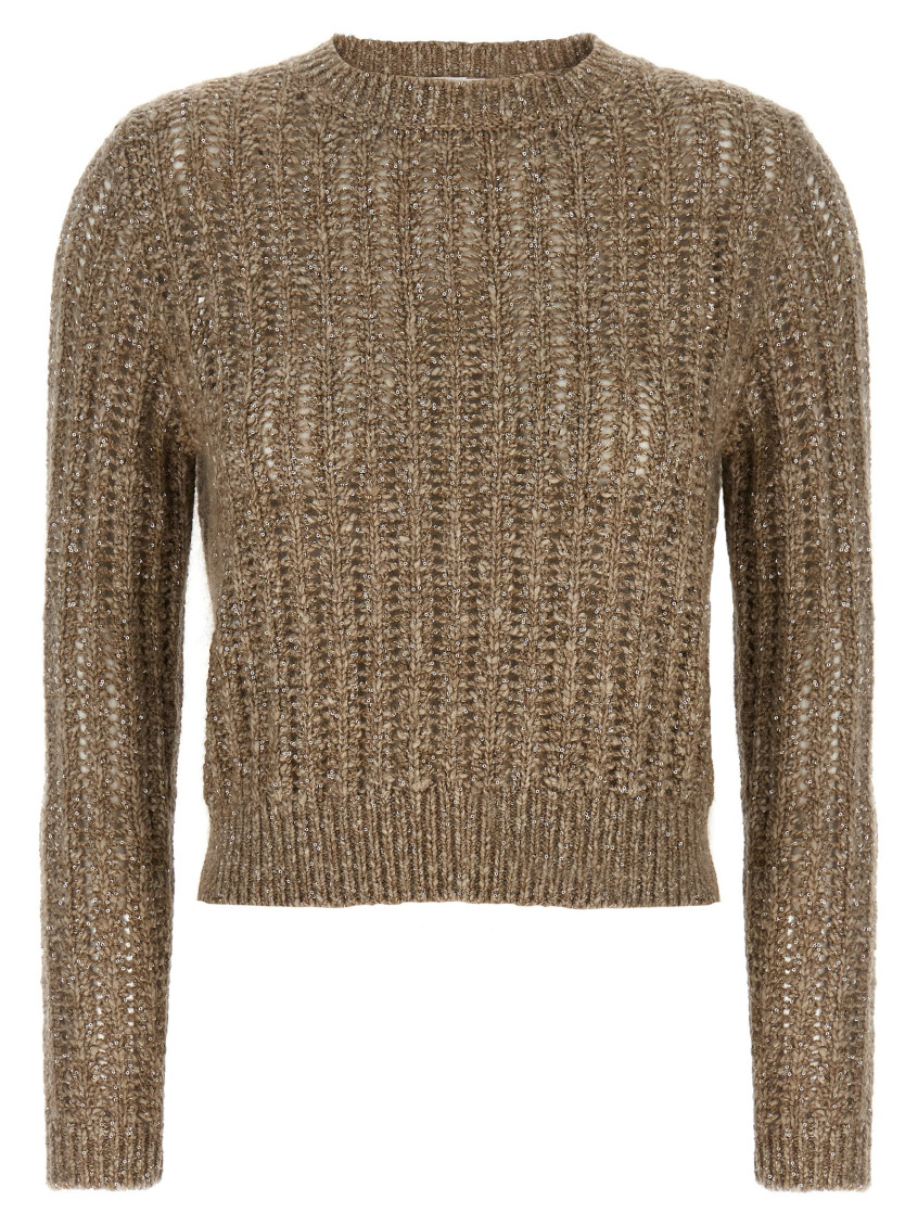 Brunello Cucinelli Rustic Dazzling Net Sweaters And Cardigans Beige
