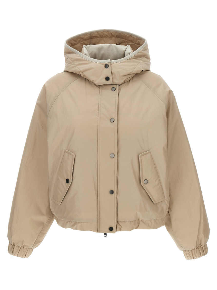 Brunello Cucinelli Cropped High Collar Quilted Jacket In Neutral