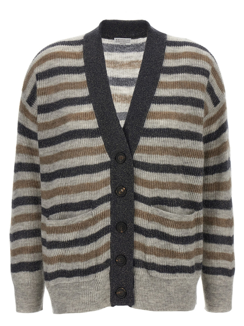 Brunello Cucinelli Lurex Wool Cardigan Sweaters And Cardigans Multicolor