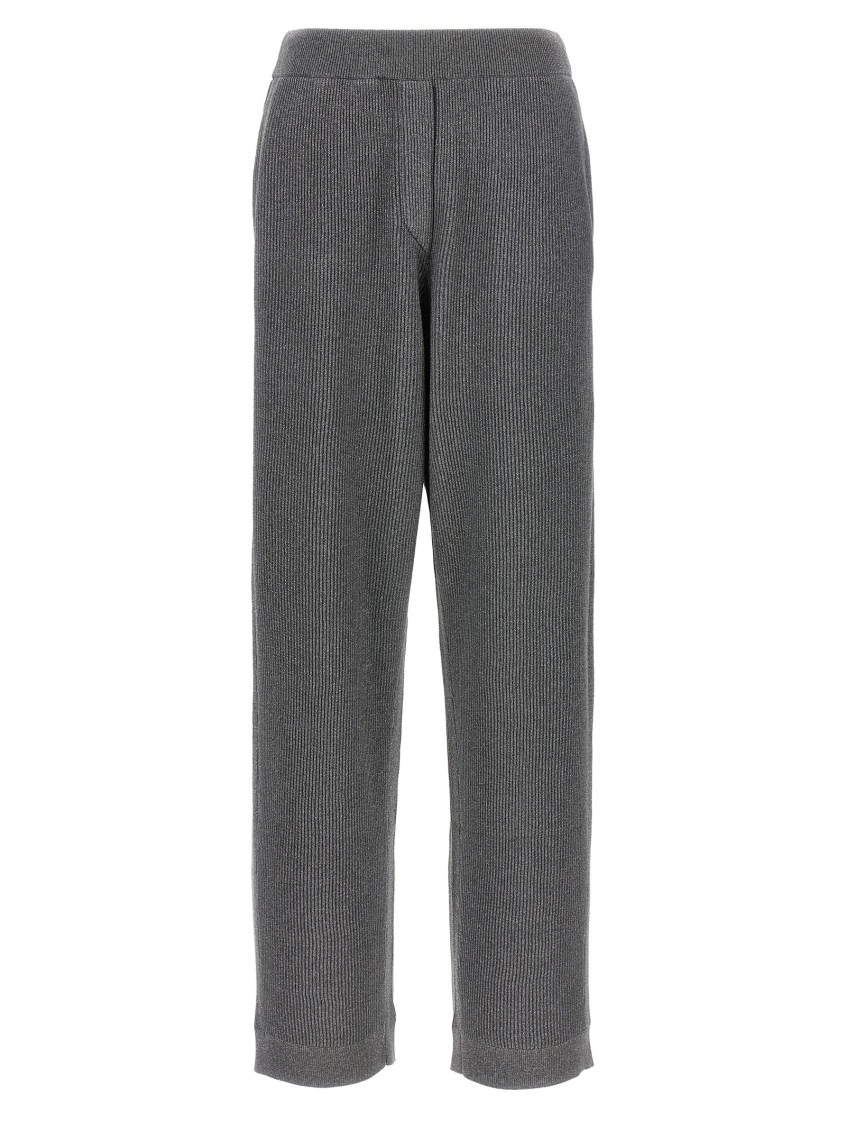 Brunello Cucinelli Ribbed Texture Elastic Waistband Shimmering Finish Trousers