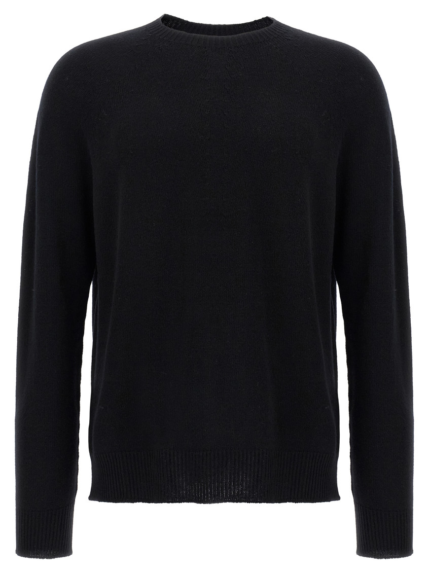 Jil Sander Soft Cashmere Sweater With Ribbed Finish In Black