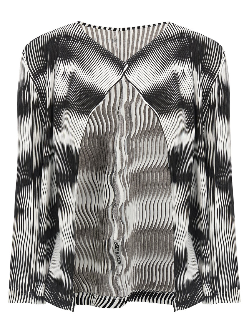 Issey Miyake Sway Pleats Printed Cardigan In Black