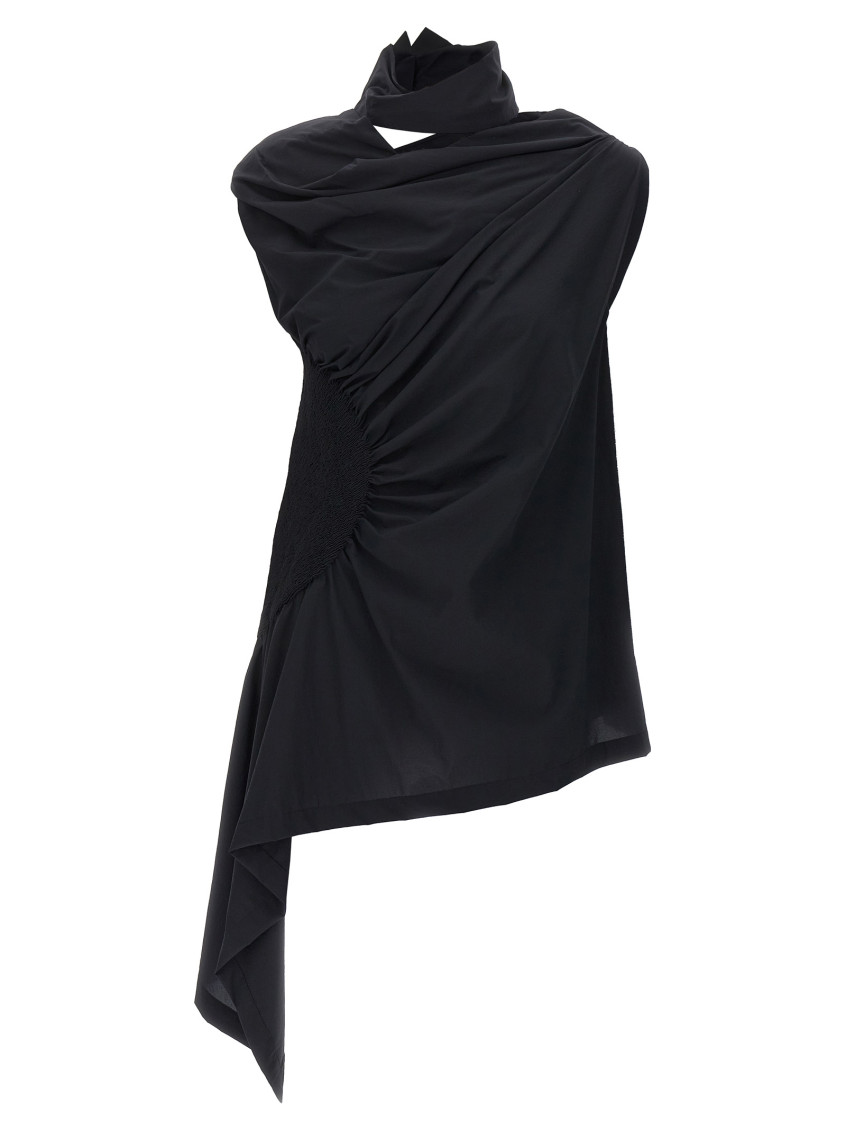 Issey Miyake Crepe Asymmetric Blouse