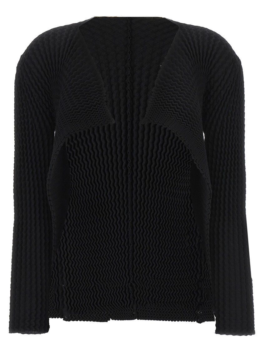 Issey Miyake Ribbed-detailing Open-front Jacket