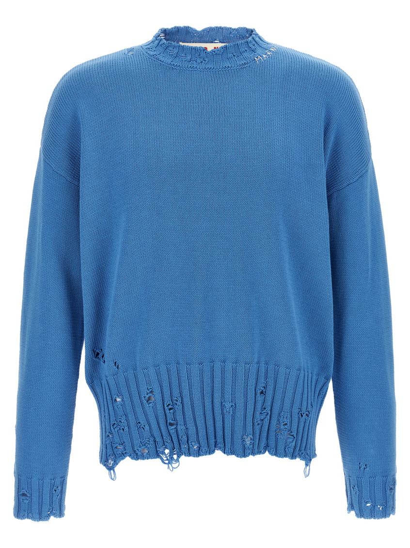 Marni Logo Embroidery Sweater Sweaters And Cardigans Blue