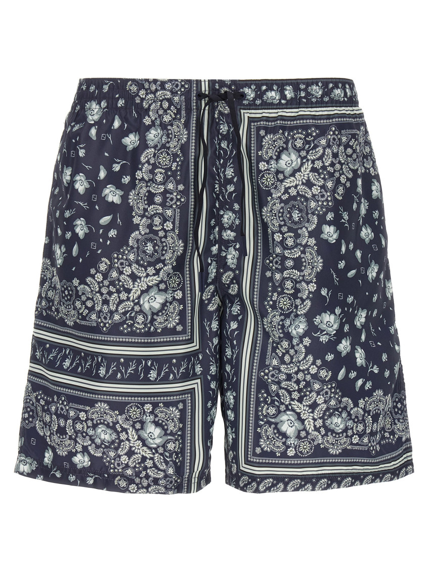 Fendi Blue Coral Bandana Swimsuit