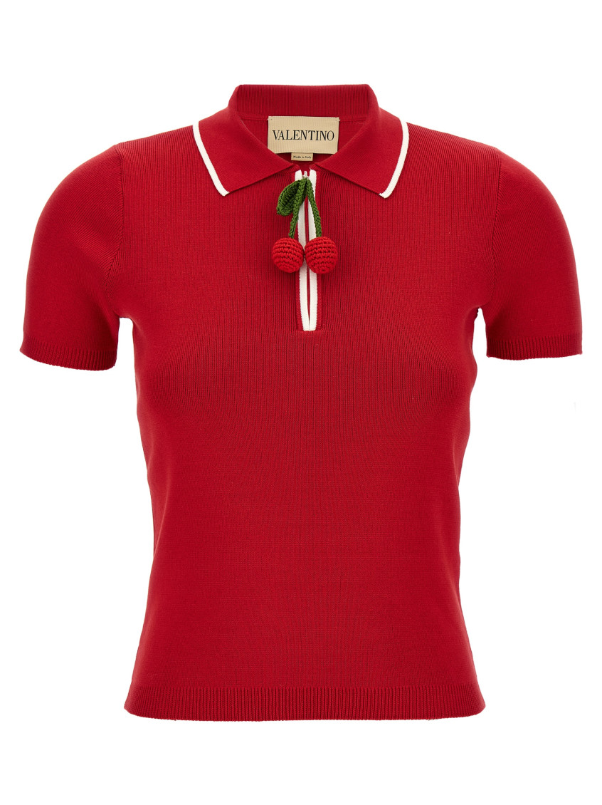 Valentino Top En Coton Avec Cerises En Crochet Femme Paris L