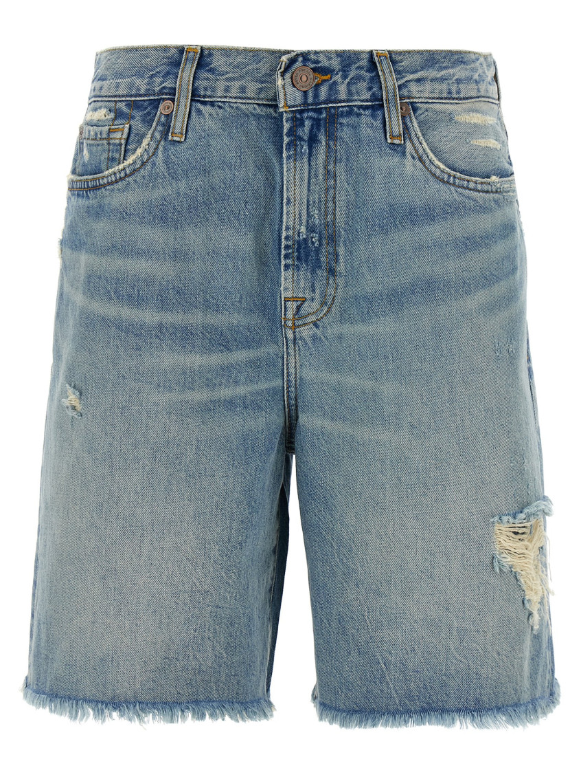 7 For All Mankind Lola Mid-rise Denim Shorts Clothing In Blue