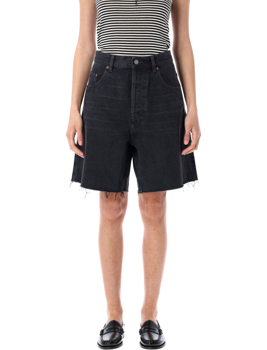 Saint Laurent Denim Frayed Hem Shorts