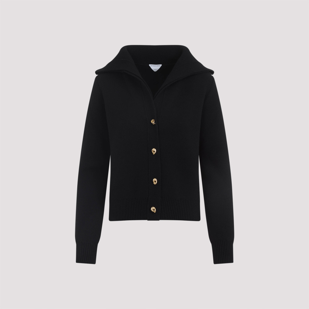 Shop Bottega Veneta Black Wool Cardigan