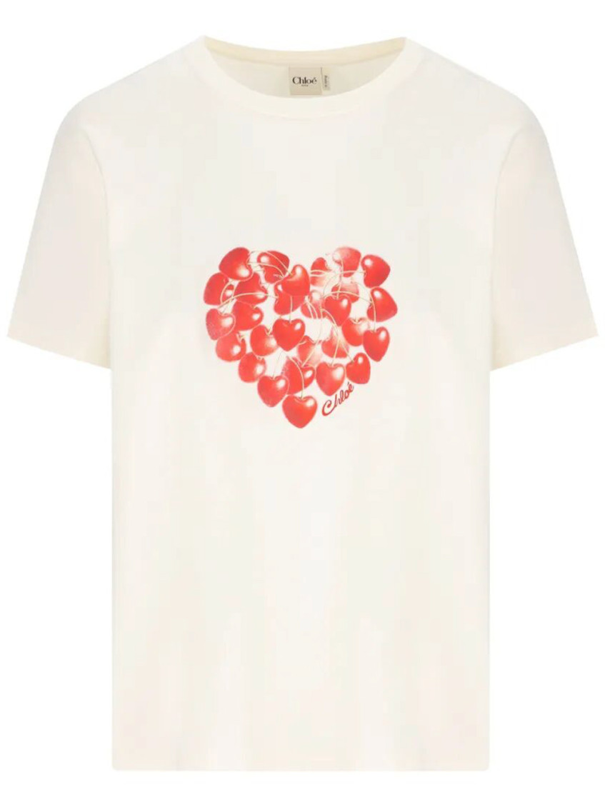 Chloe Off White Graphic Crew Neck T-Shirt for Women Online India