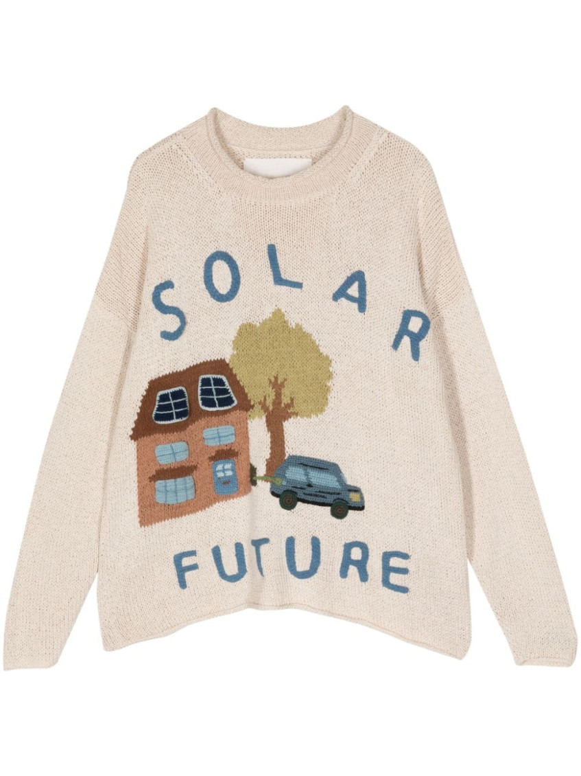 Story Mfg. Solar Future Organic Cotton Sweater In Beige