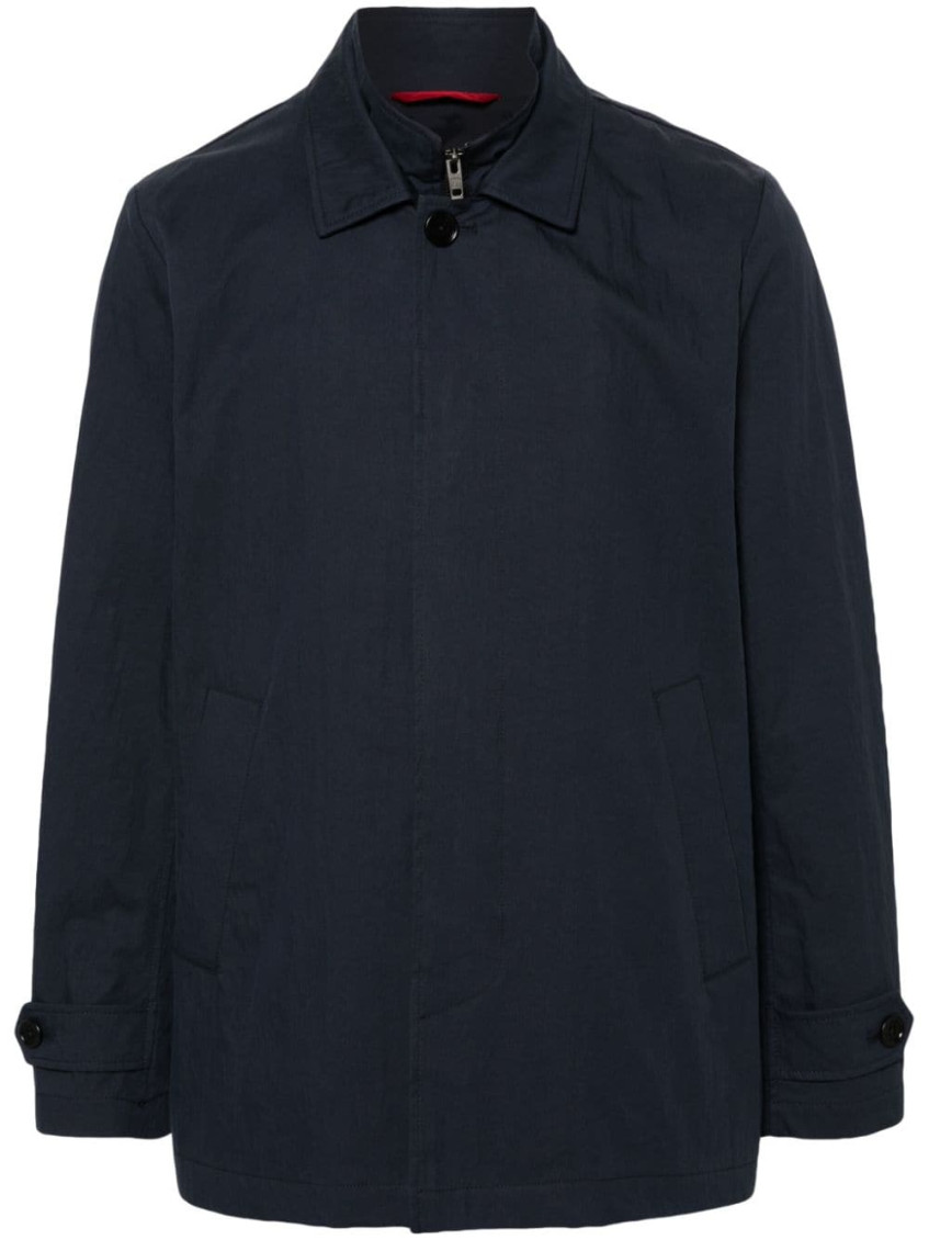 Fay Morning Button-up Jacket In Navy Blue