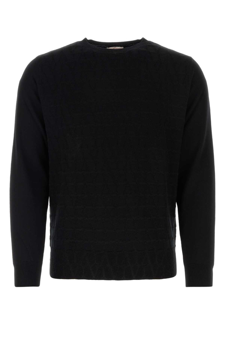 Valentino Garavani Man Sweater Black Size L Virgin Wool In Black
