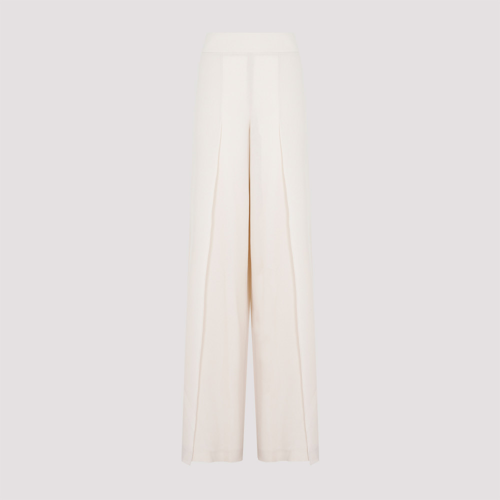 Akris Greige Silk Fellia Chiffon Pants In White