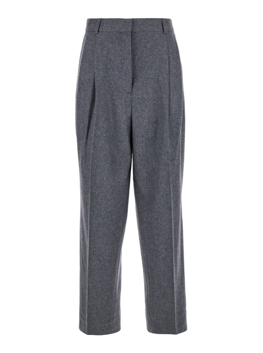 Totême Grey Pants With Belt Loops And Pences In Wool Blend Woman In Grey