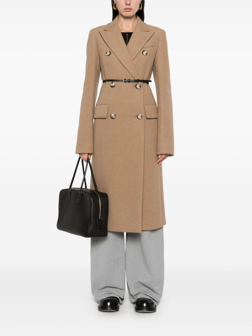 【関税&送料込】Sportmax Double-Breasted Brown Wool Jacket Sportmax Brown Wool Double-breasted Coat for Women Online