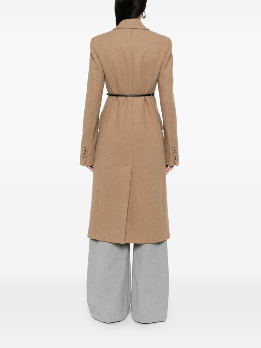 Sportmax Brown Wool Double-breasted Coat for Women Online