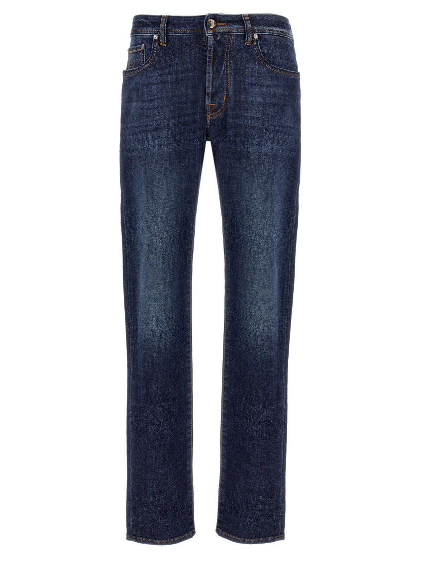 Jacob Cohen Slim Jeans With Back Patch Pockets In Blue
