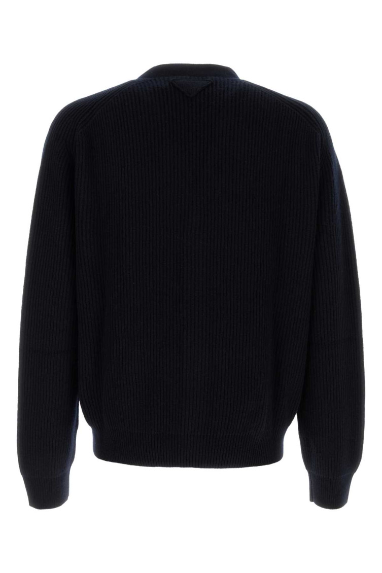 Prada Navy Blue Wool Cardigan for Men Online USA at Darveys.com