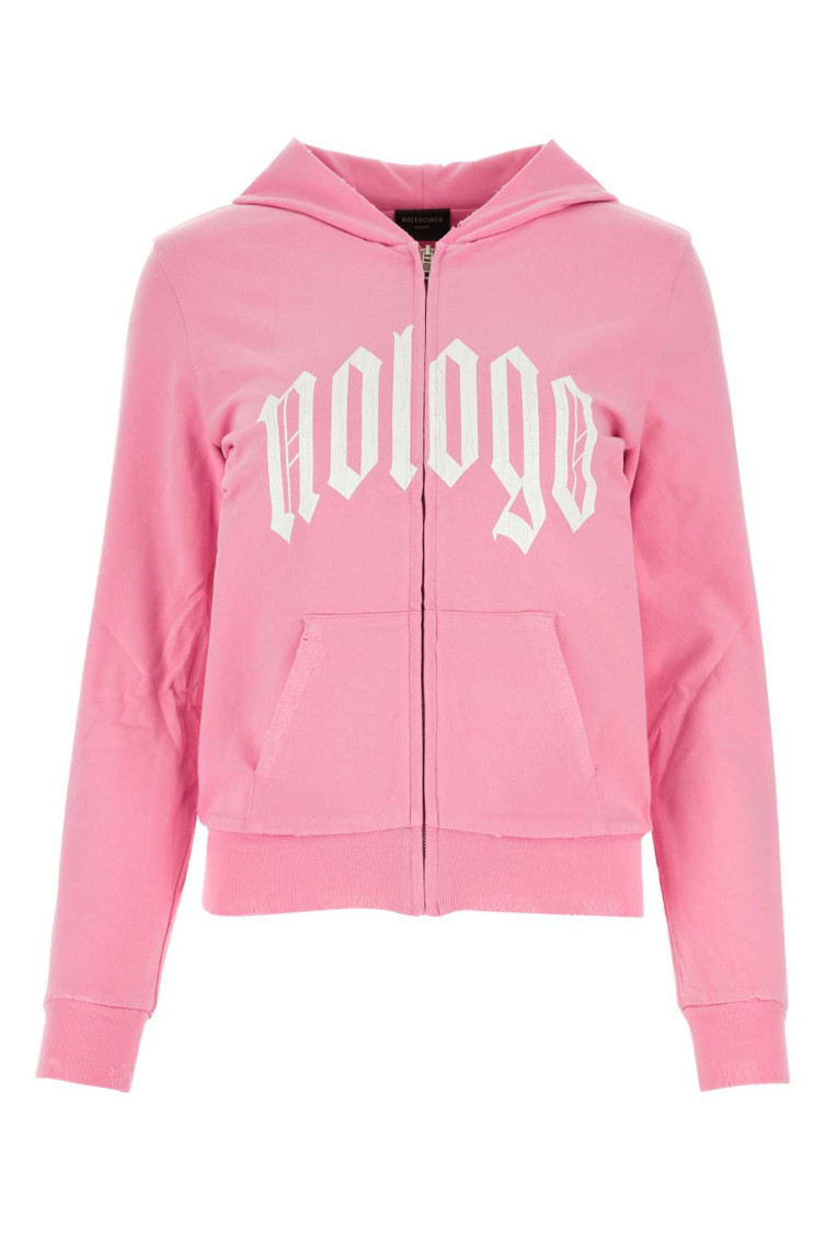 Balenciaga Stretch Cotton Sweatshirt With Front Pockets In Pink