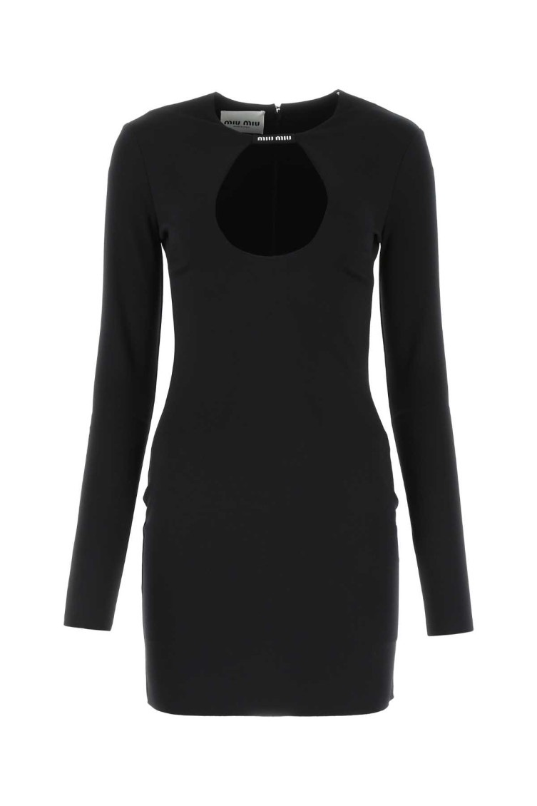 Shop Miu Miu Black Stretch Nylon Mini Dress